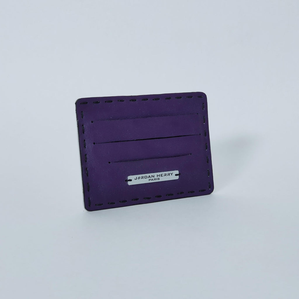 Porte-cartes en cuir violet et aluminium recyclé - made in France - non genré