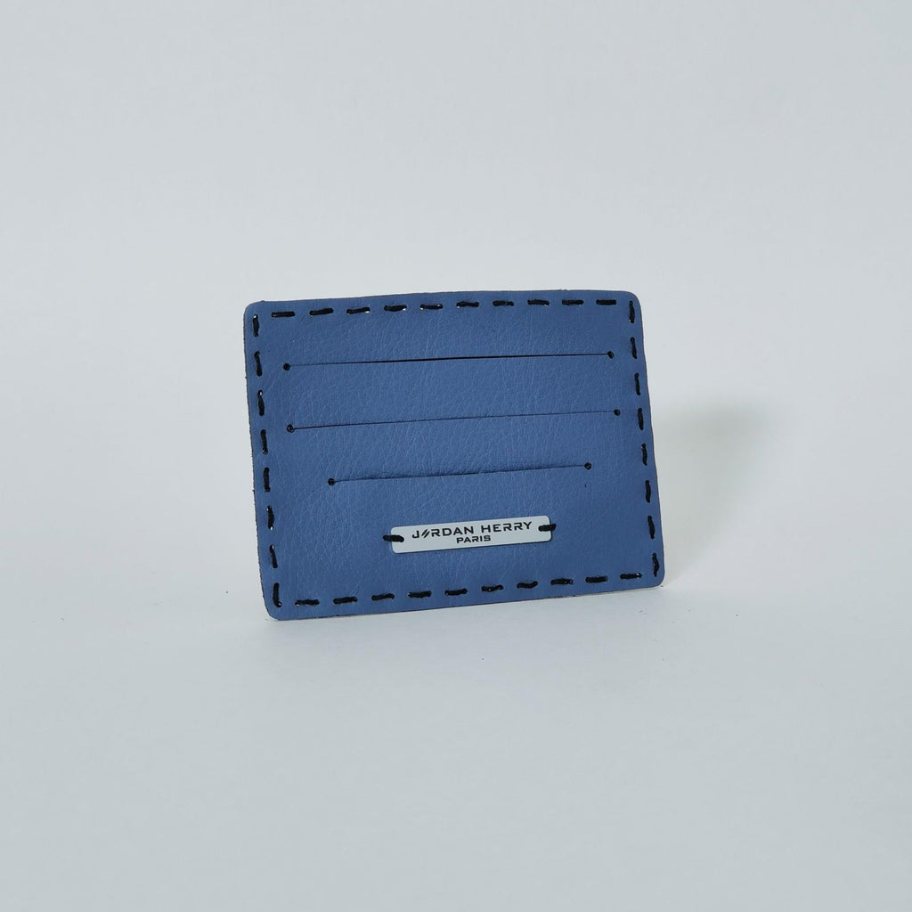 Porte-cartes en cuir Bleu Lagon et aluminium recyclé - non genré - made in France