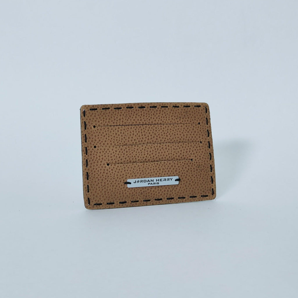 Porte-cartes en cuir Marron "Freckles" et aluminium recyclé - made in France - non genré