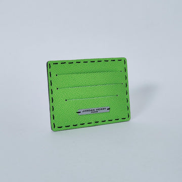 Porte-cartes en cuir vert anis et aluminium recyclé - made in France - non genré