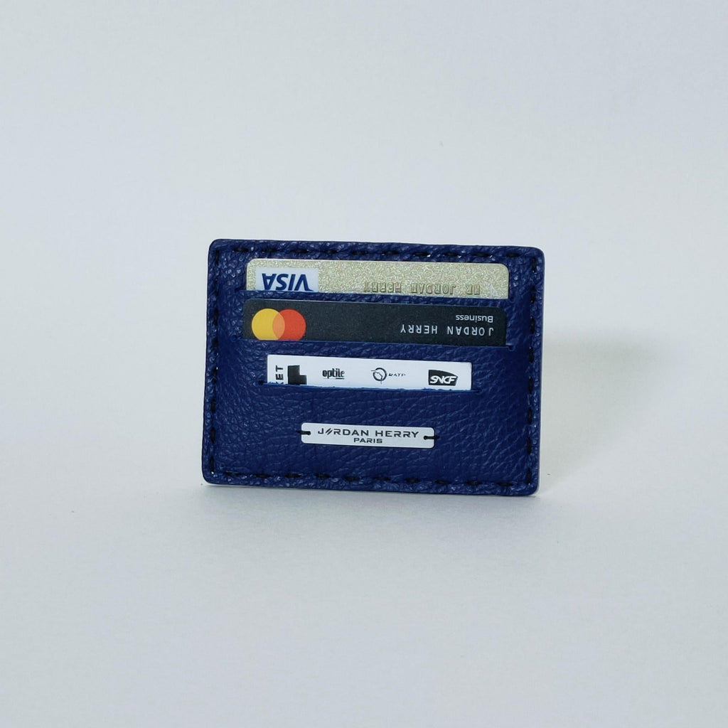 Porte-cartes en cuir bleu et aluminium recyclé - made in France - non genré